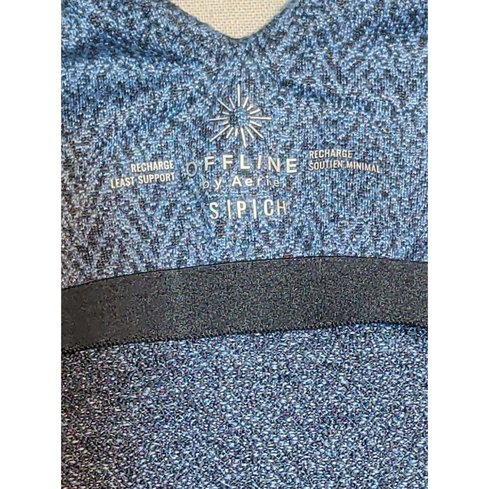 ⭐NWT OFFLINE by Aerie Women's S V-Neck Crop Top Lounge Bralette Blue Textured⭐ - Picture 5 of 10